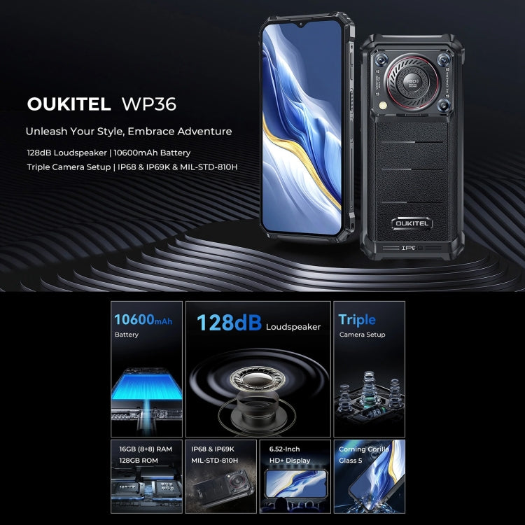 Oukitel WP36, IP68/IP69K, Fingerprint Identification, 10600mAh, 6.52 inch MediaTek MT8788 Octa Core, NFC, OTG, Network: 4G, WP36, 8GB+128GB Oukitel WP36, IP68/IP69K, Fingerprint Identification, 10600mAh, 6.52 inch MediaTek MT8788 Octa Core, NFC, OTG, Network: 4G, WP36, 8GB+128GB